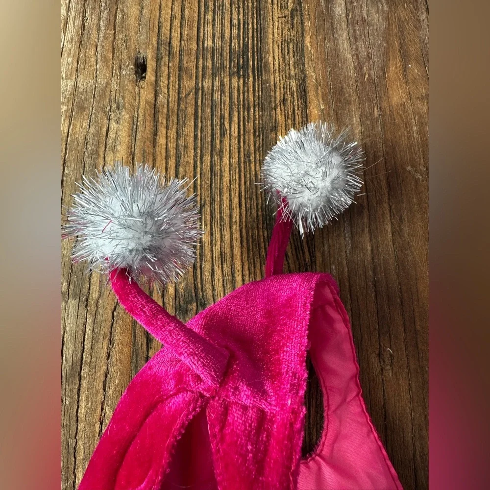 Pink Dog hat with Silver Pom-Poms